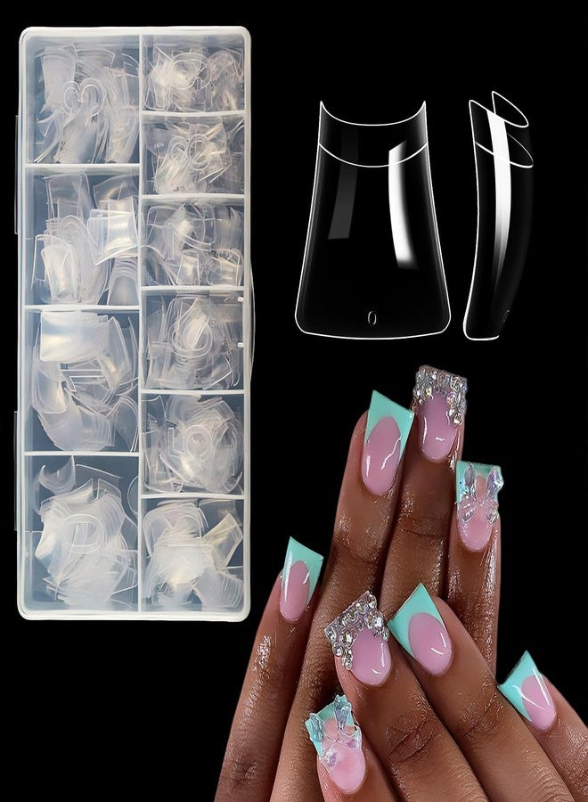 ASONRL 500Pcs Clear Duck Nail Tips Short - 10 Sizes Pre-Shaped Professional Press Ons for Nail Extension, Half Cover Acrylic Soft Gel Tips for Home DIY Nail Salon With Box - Image 1